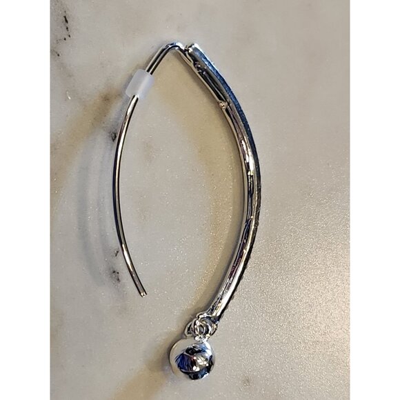 Nine West Silver-Tone Crystal Accent Curved Drop Earrings For Women - Picture 5 of 5